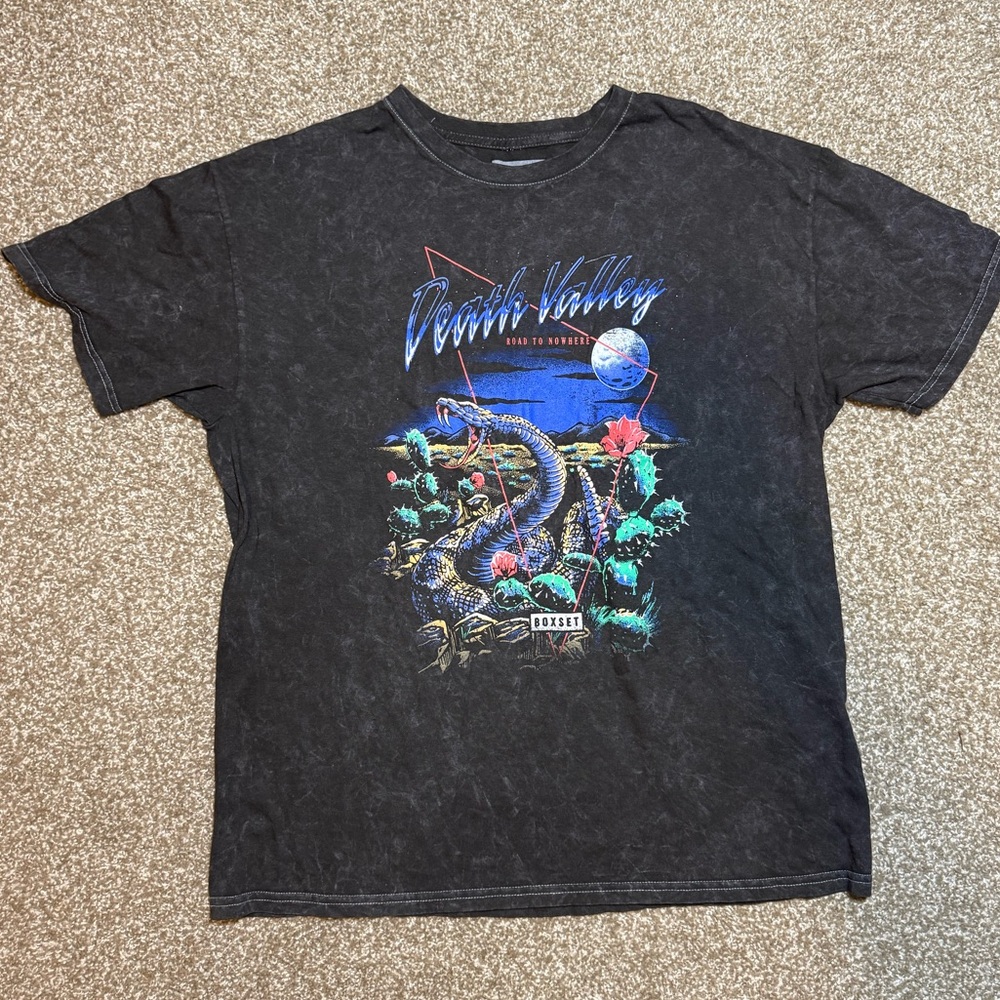 Black Graphic Tee with Desert Design